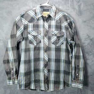 Cowboy Collection Shirt Mens XL Long sleeve Plaid Pearl Snap